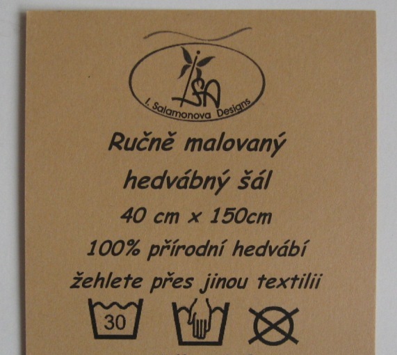 Ručně malovaná hedvábná šála, květiny