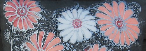 Malovaný polštář, růžičky