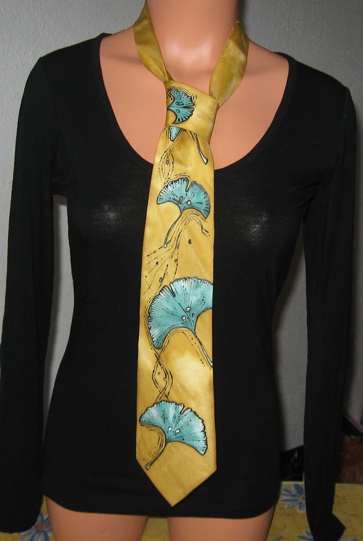 Šátek a kravata, žlutý, ginko biloba