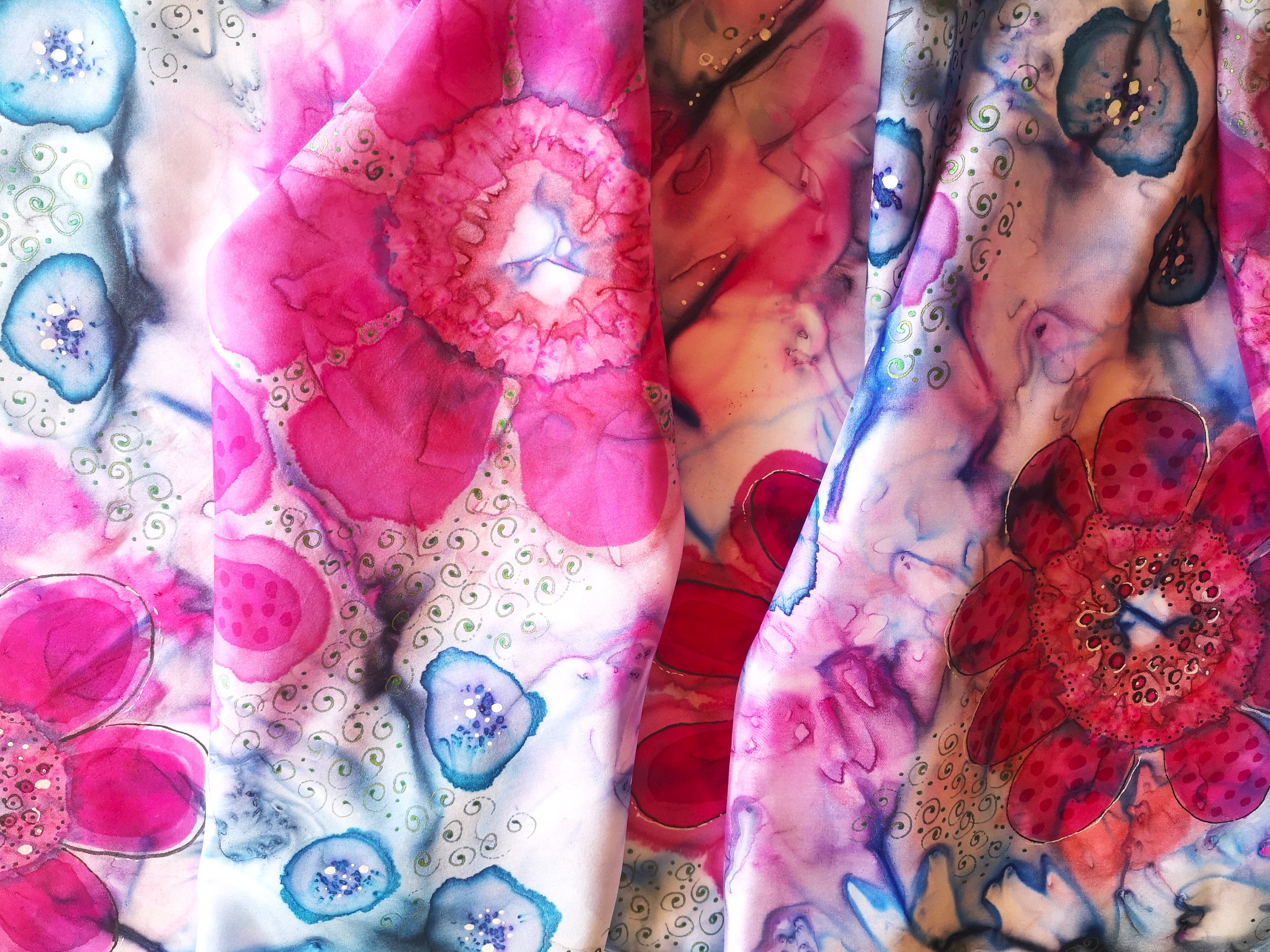 Velký hedvábný šál - Květinová