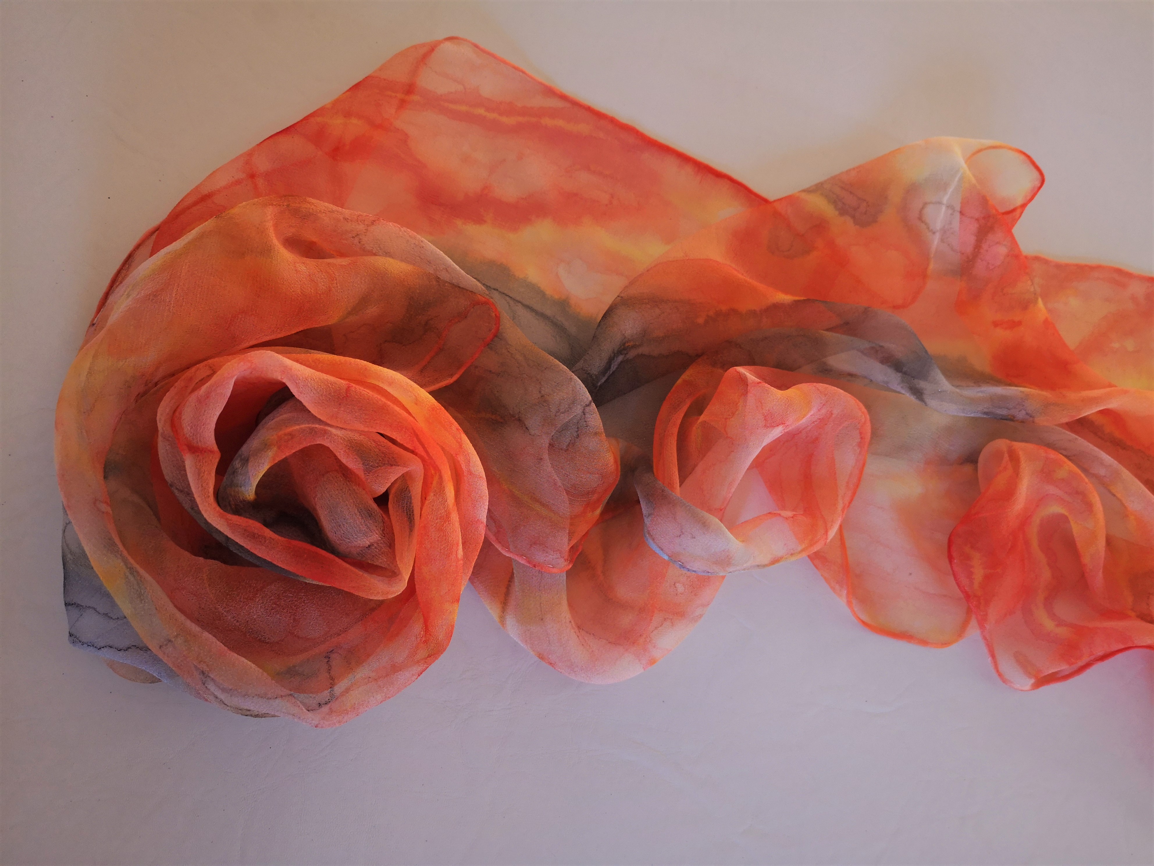 Originální hedvábná šála - Mandarine red