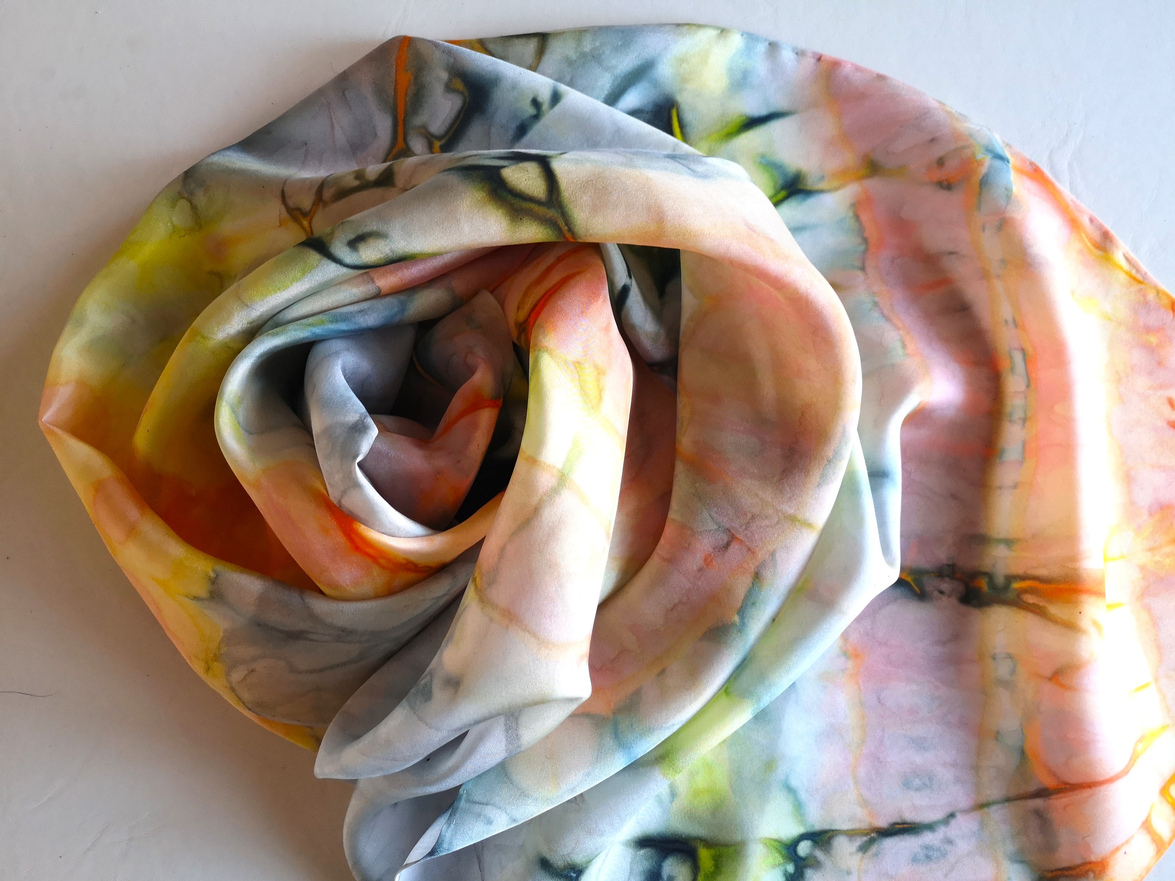 Hedvábný šál - Originální akvarel