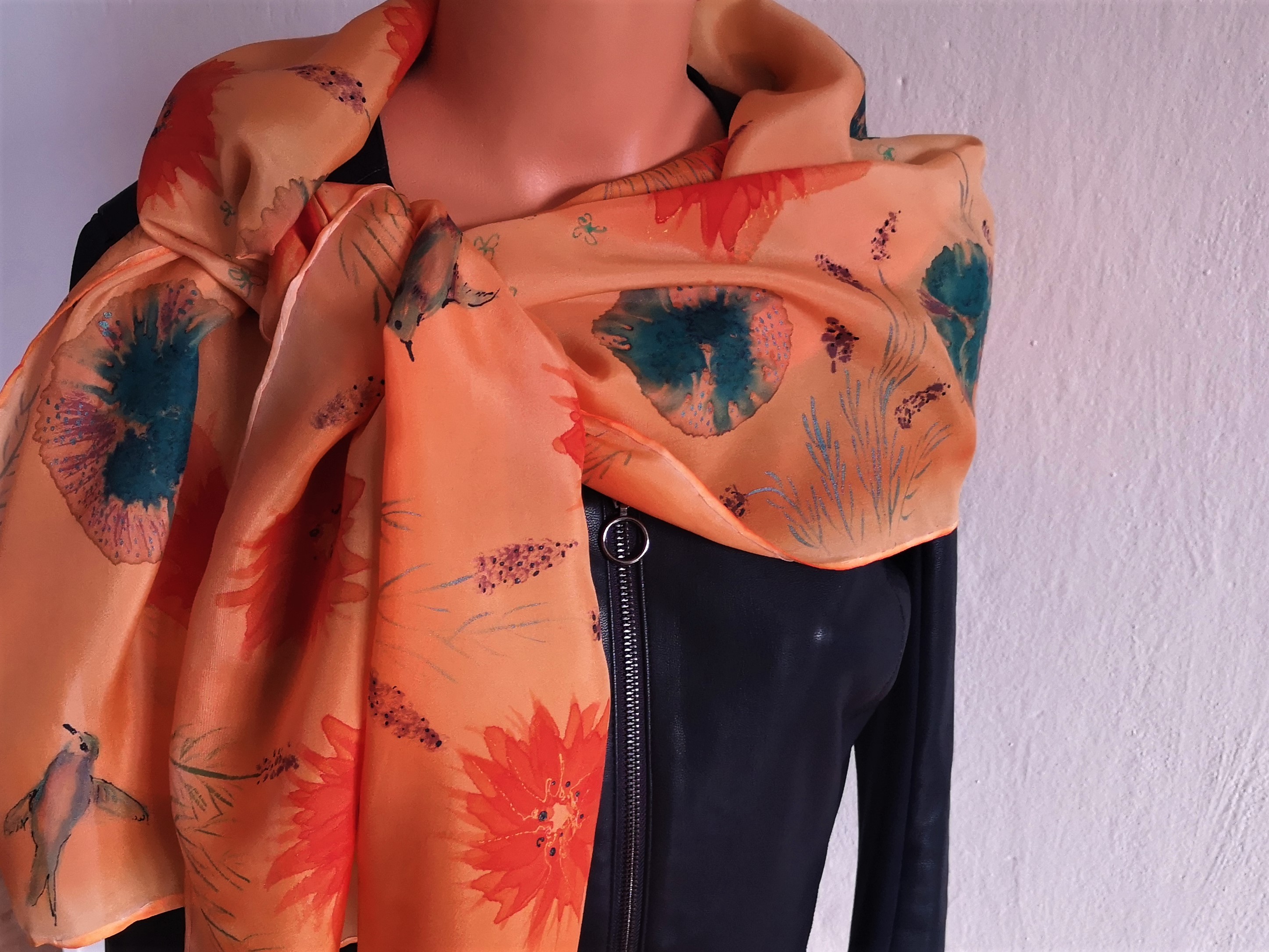 Romantický hedvábný šál - Královna oranžerie