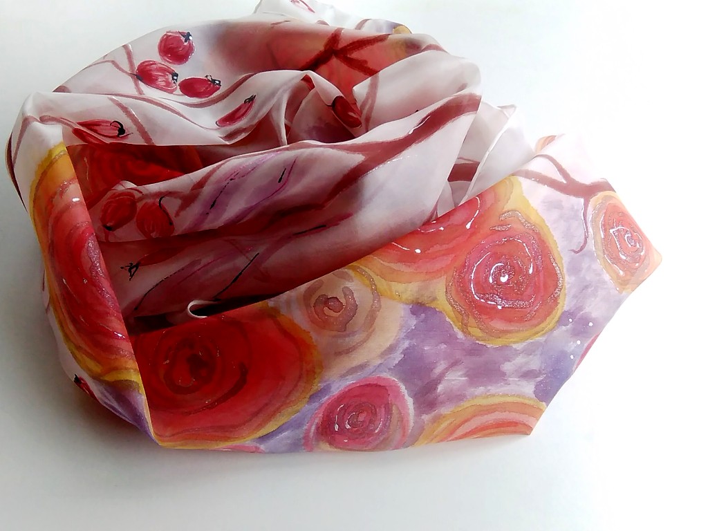 Ručně malovaná hedvábná šála, Pro Růženku 