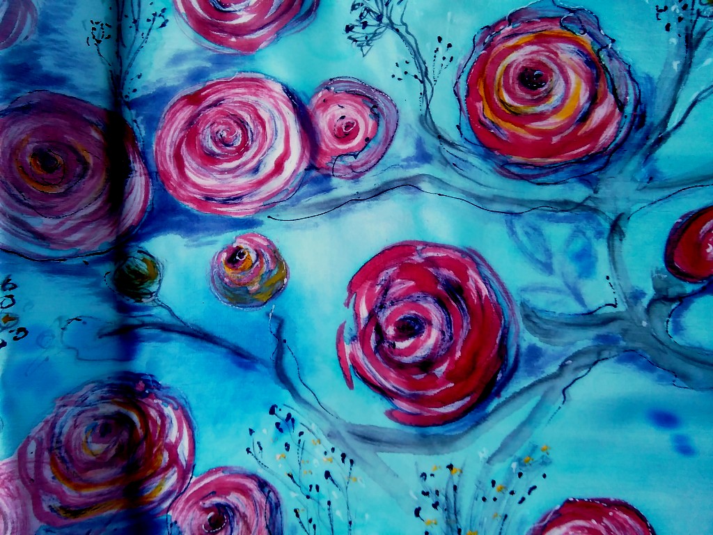 Ručně malovaná hedvábná šála, Pro Růženku 