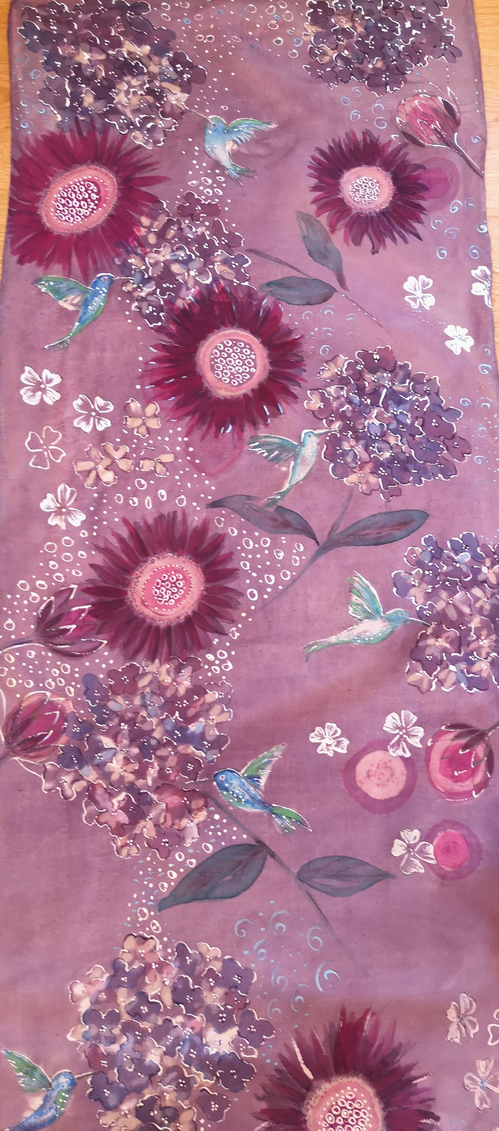 Luxusní hedvábná šála - Rajské zahrady 1