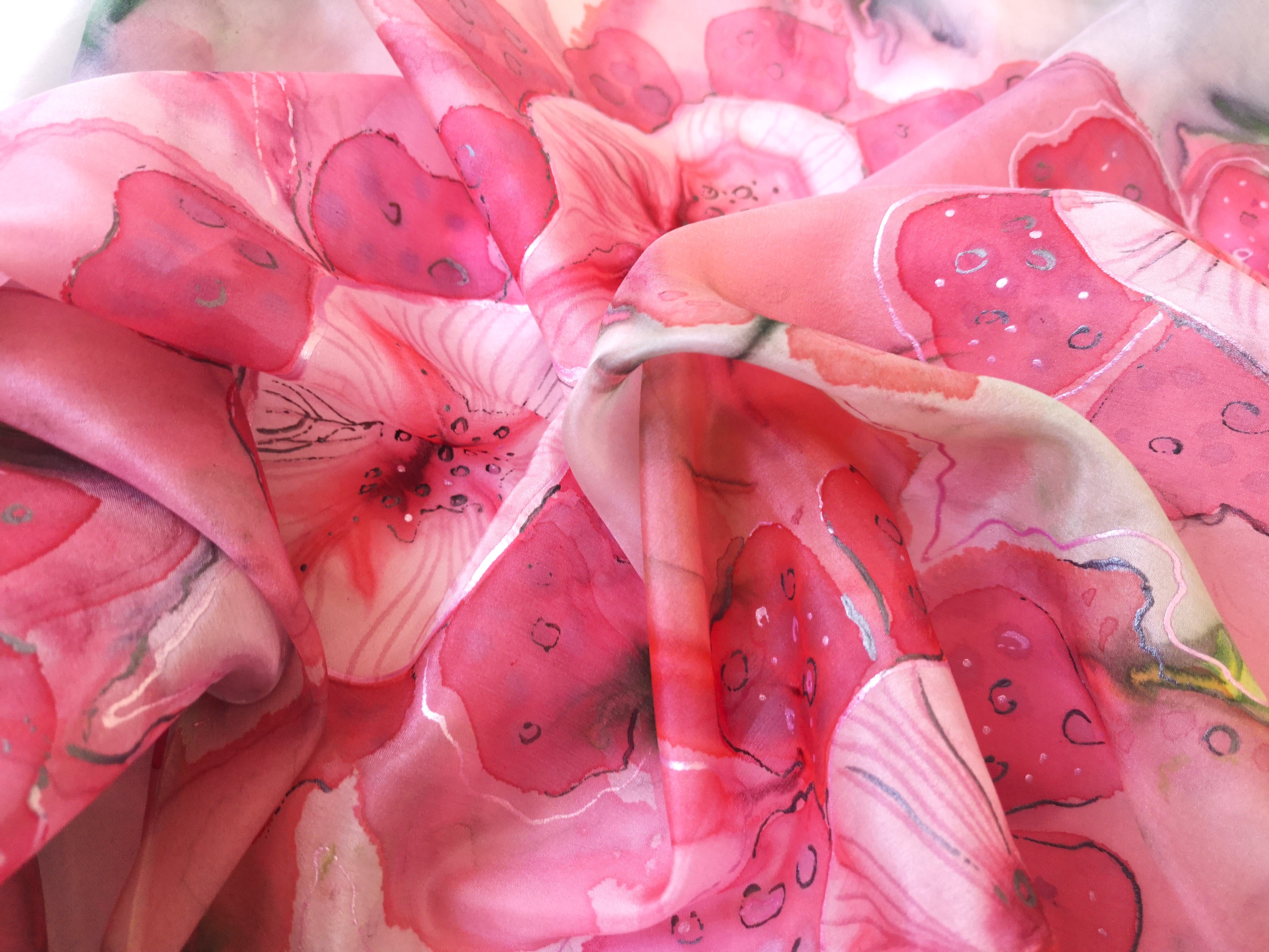 Hedvábná šála Květinová zahrádečka