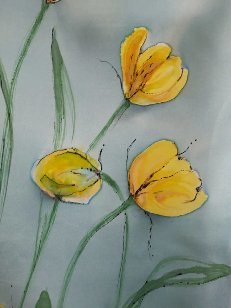 Luxusní hedvábná šála - Tulipány