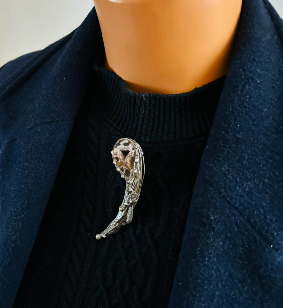 Originální brož - Peříčkový achátek