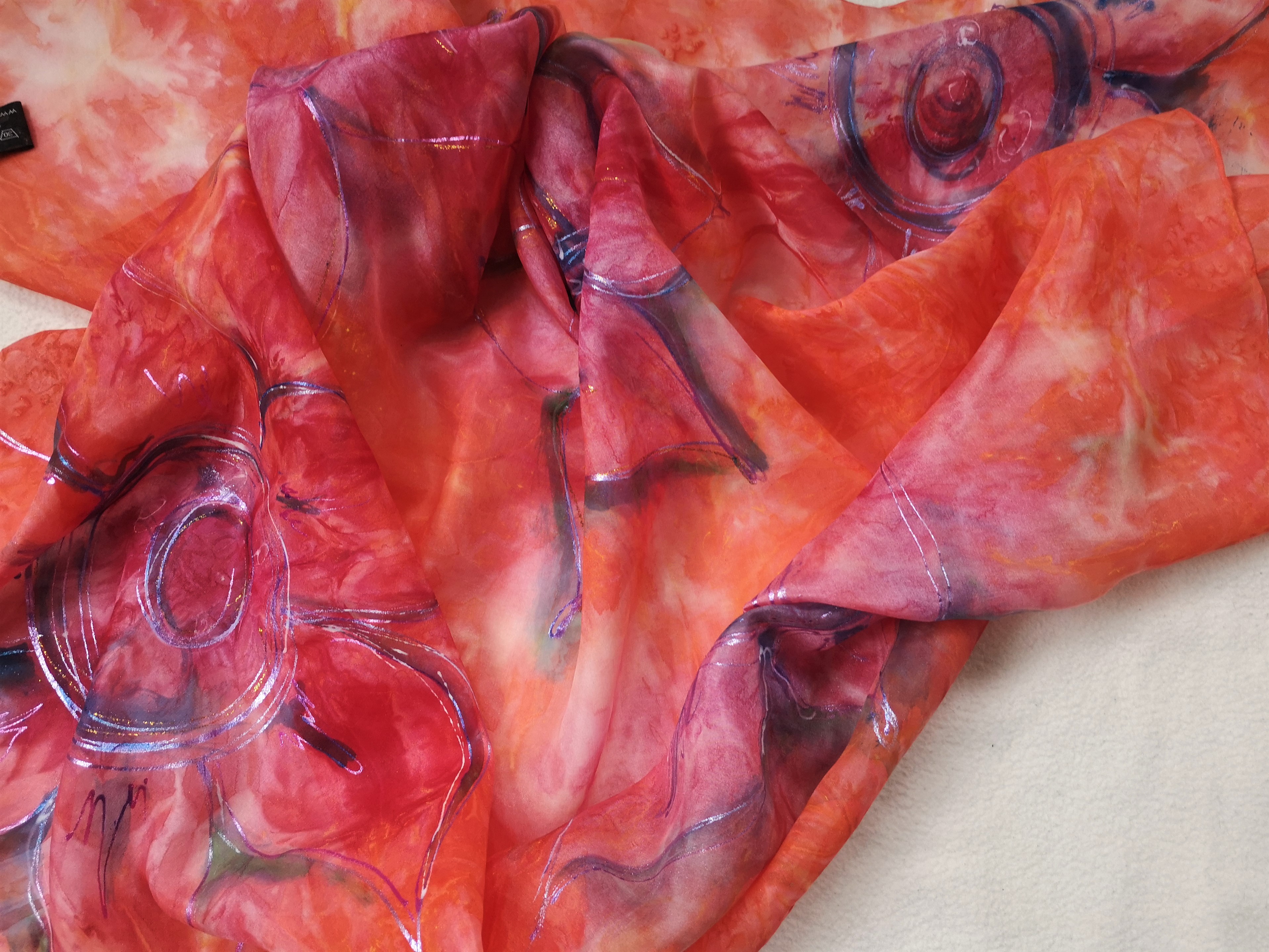 Ručně barvený šátek, žlutý a oranžový