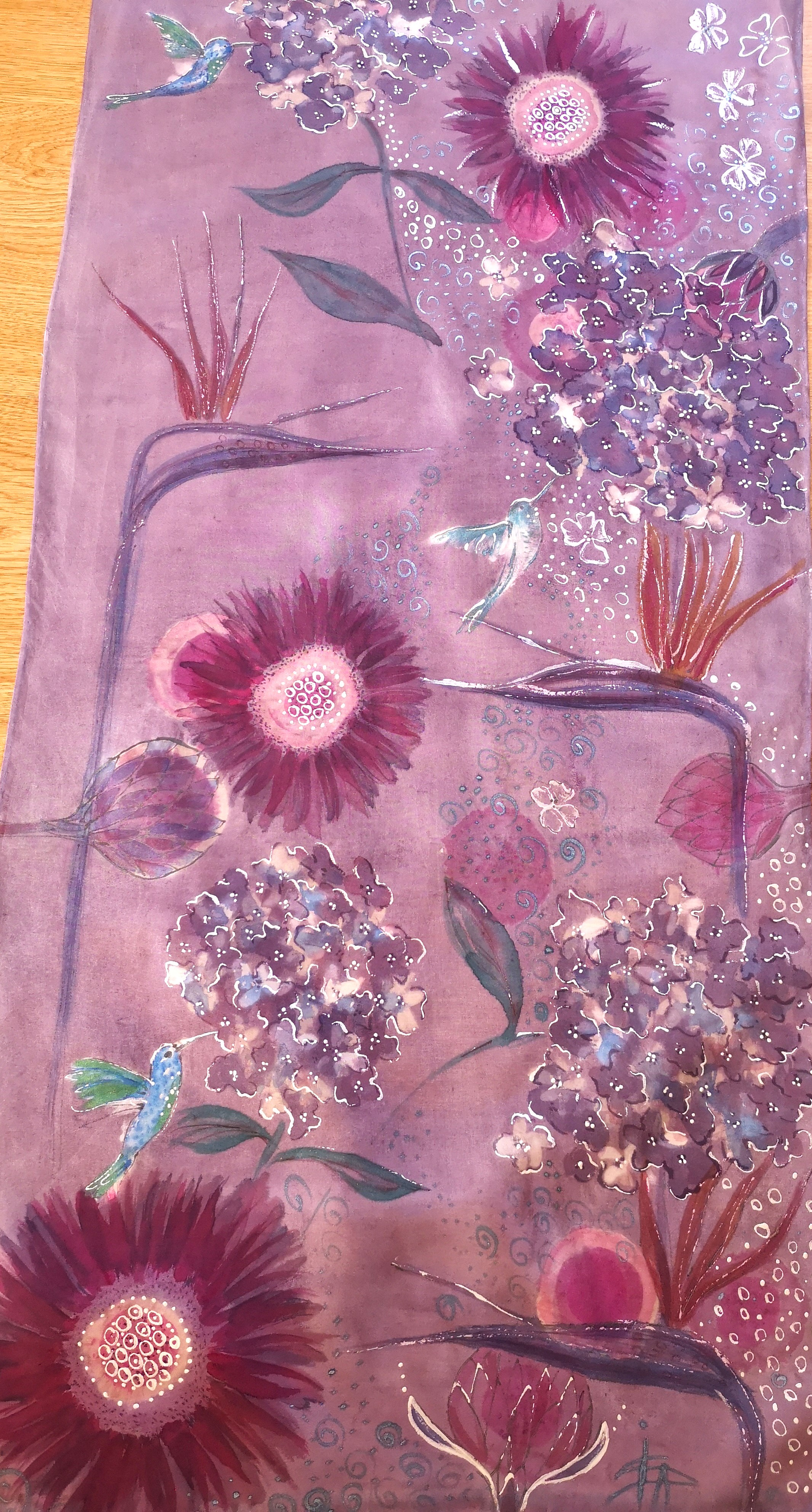 Luxusní hedvábná šála - Rajské zahrady 1