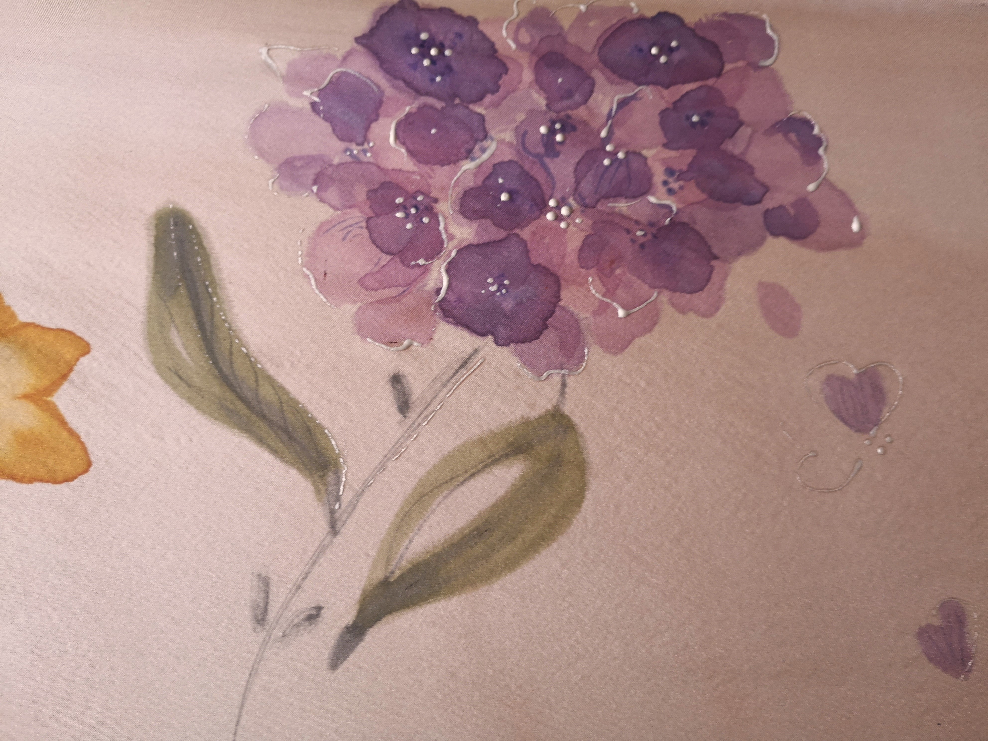 Originální hedvábný šál: Hortenzie v zahradě 