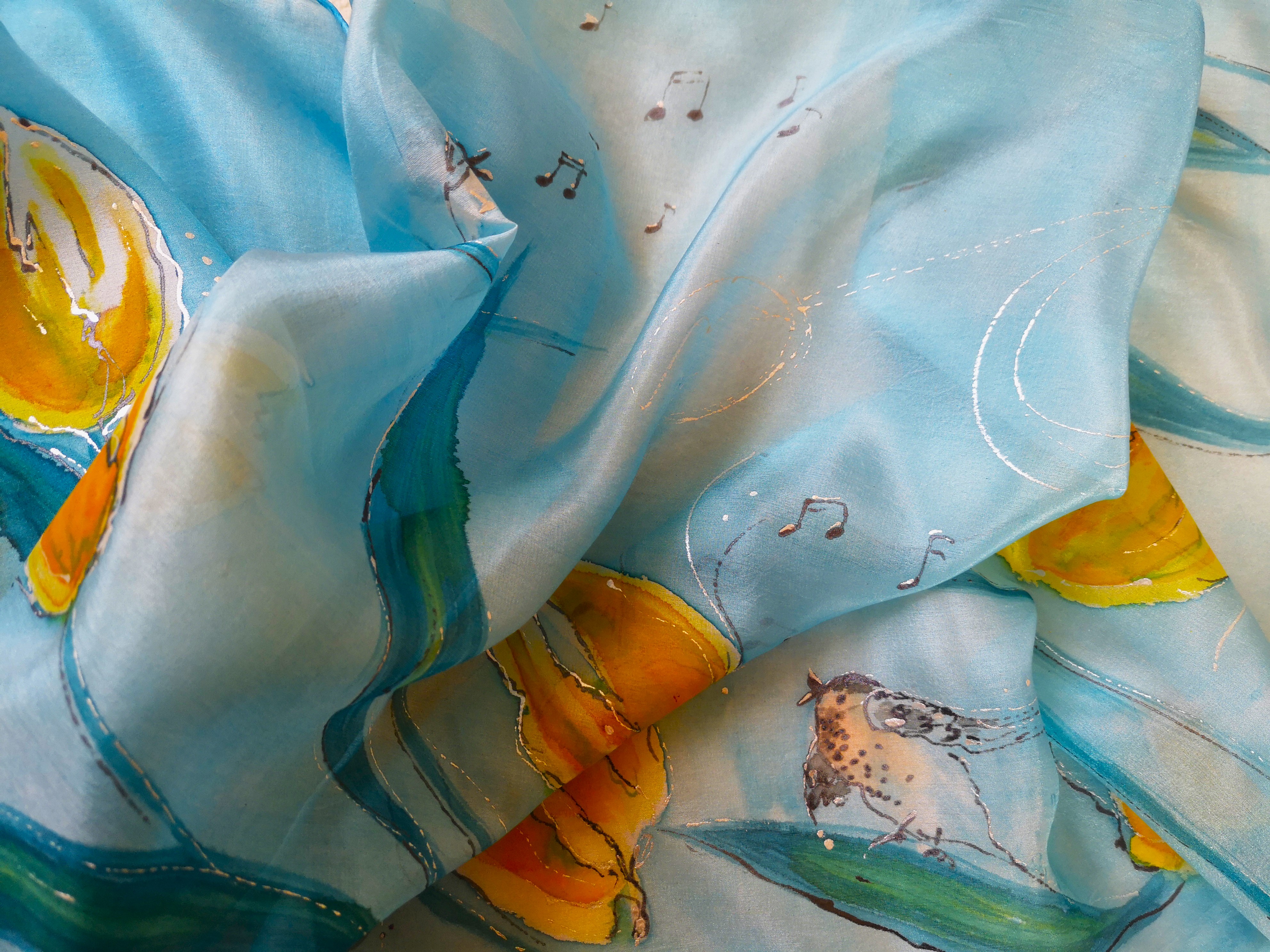 Hedvábná šála Jarní zpívání