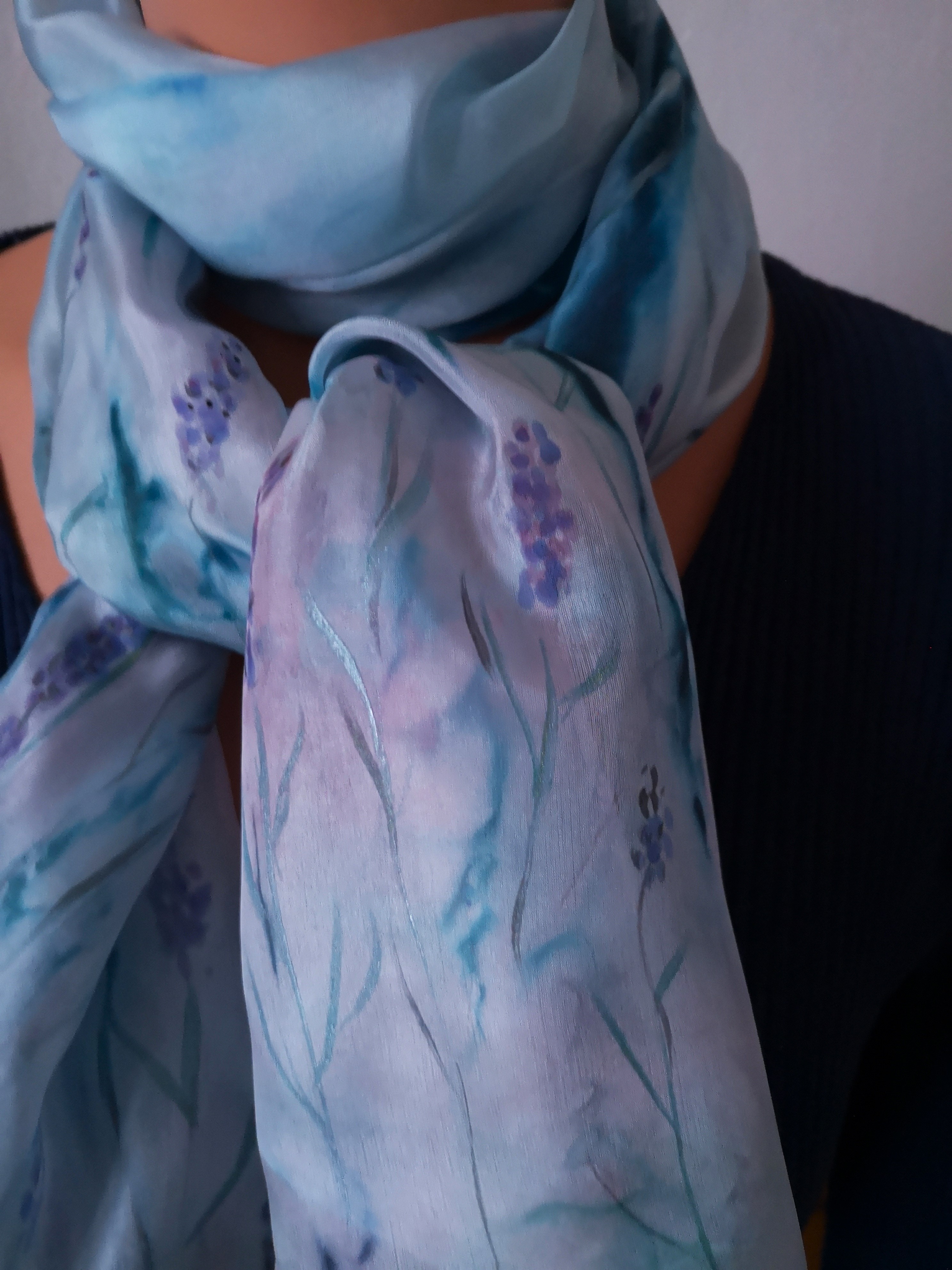 Hedvábný šál- Levandulová