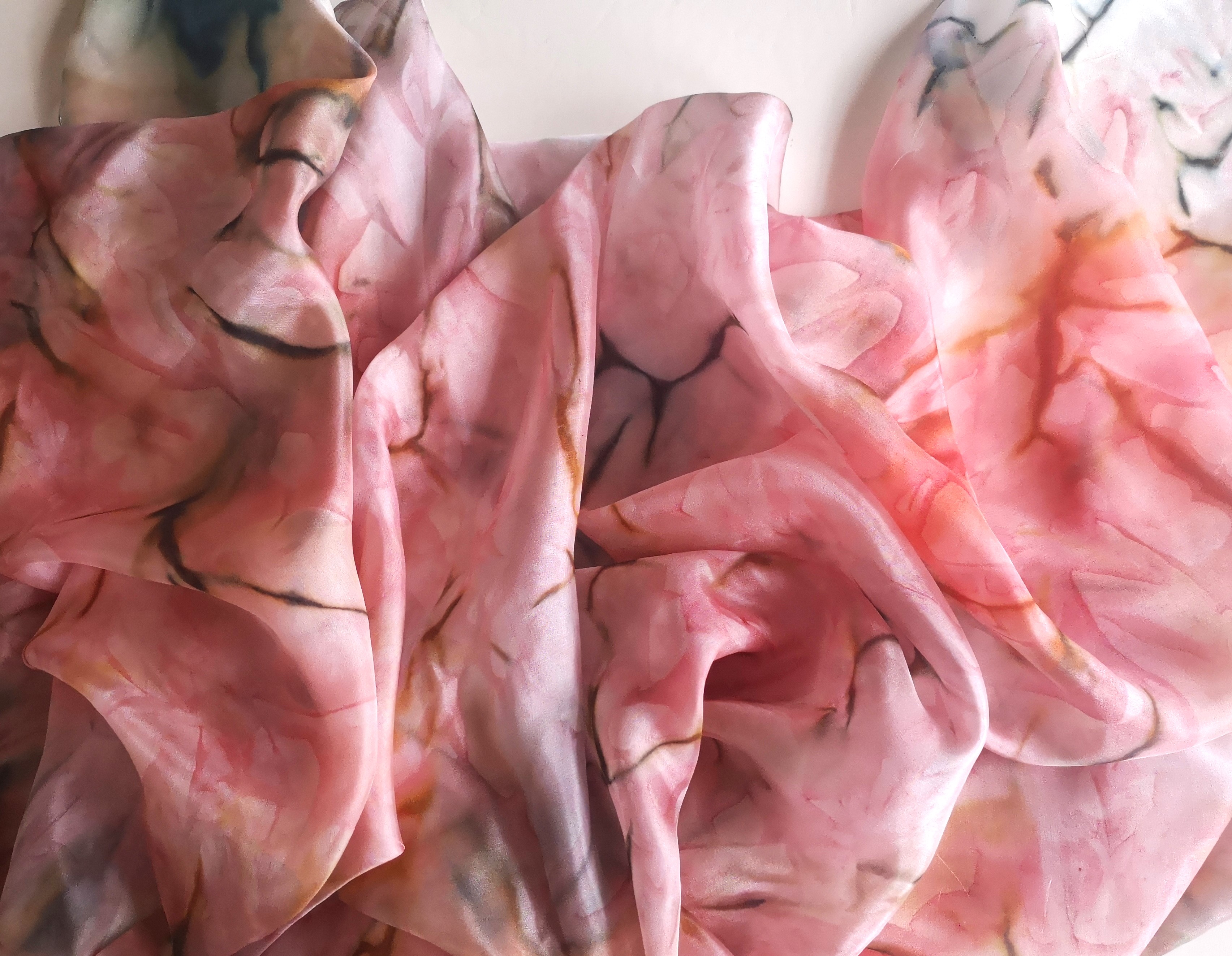 Velký hedvábný šátek - pareo - Jemná broskvová