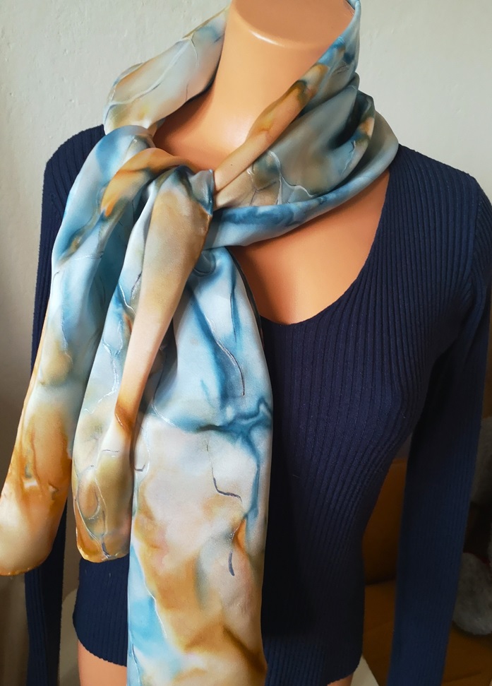 Originální hedvábná šála - Podmořské proudy