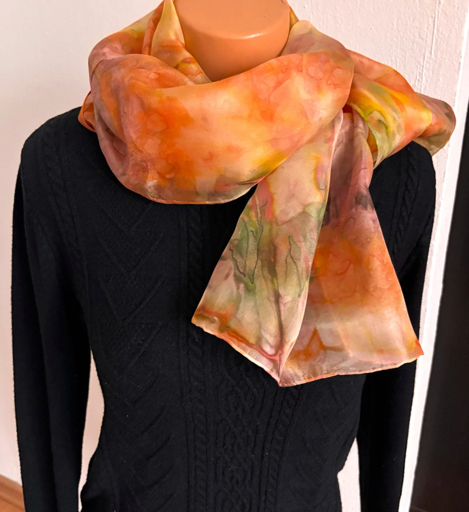 Originální hedvábná šála Oranžáda s bylinkami