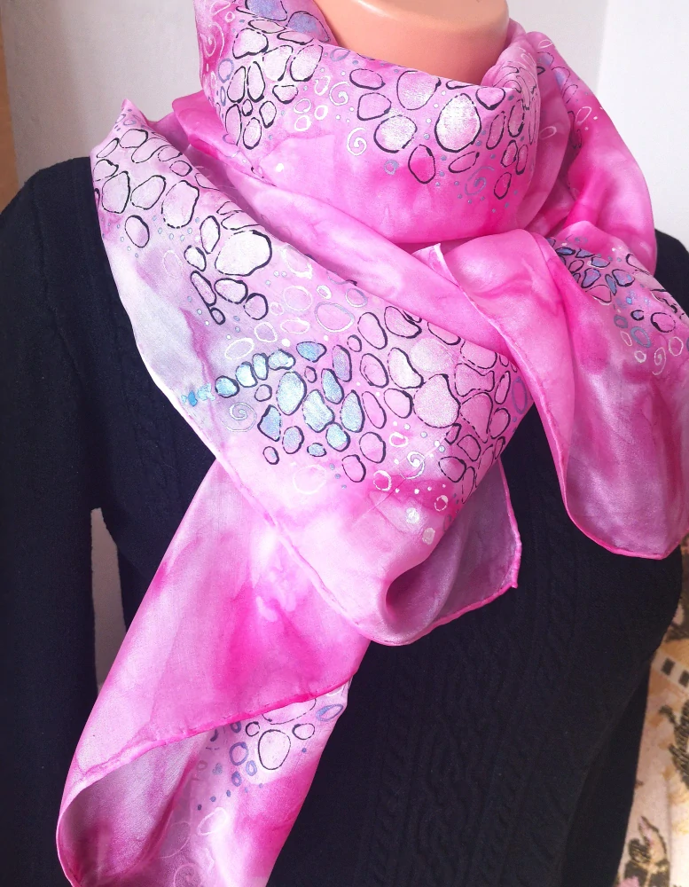 Hedvábná šála - Originální magenta