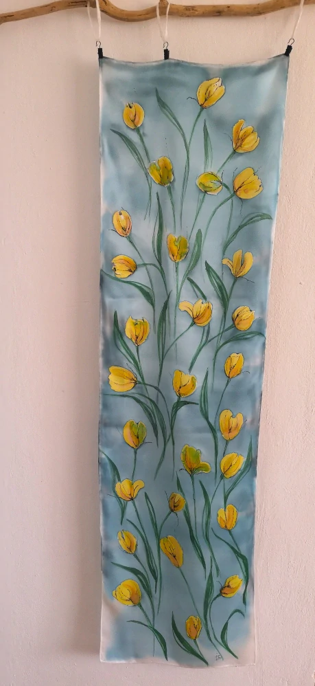 Luxusní hedvábná šála - Tulipány