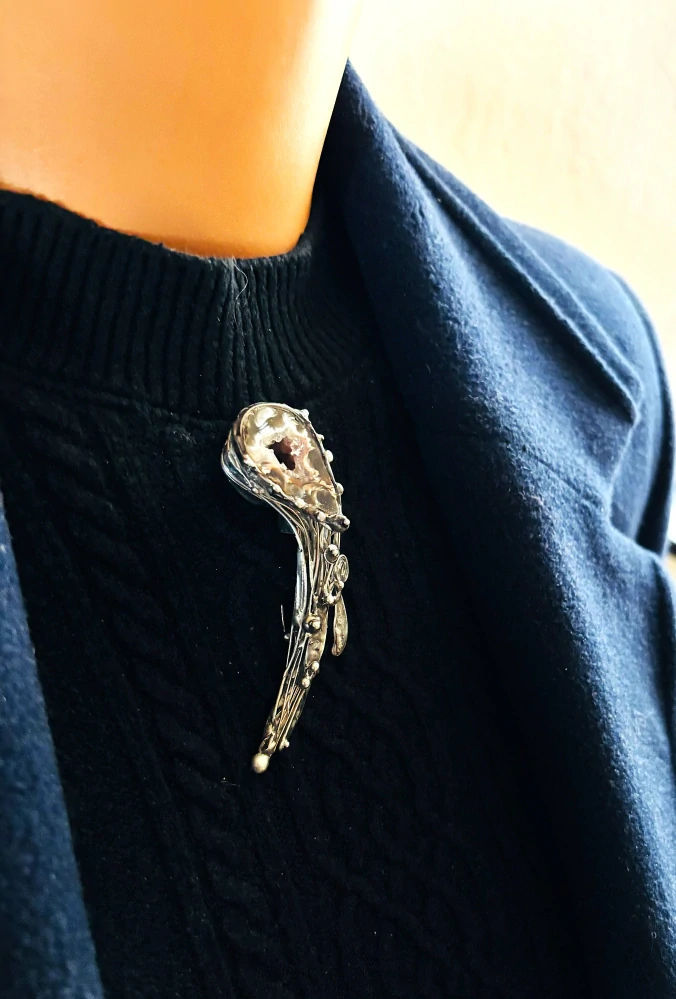 Originální brož - Peříčkový achátek