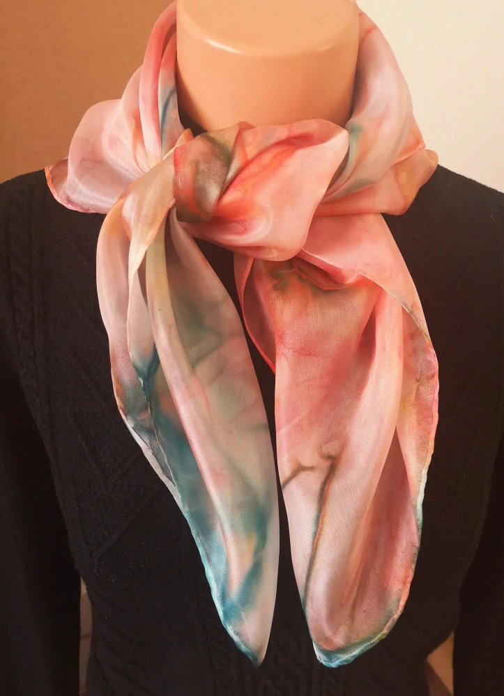 Hedvábný šátek do košile -Oranžáda s troškou máty