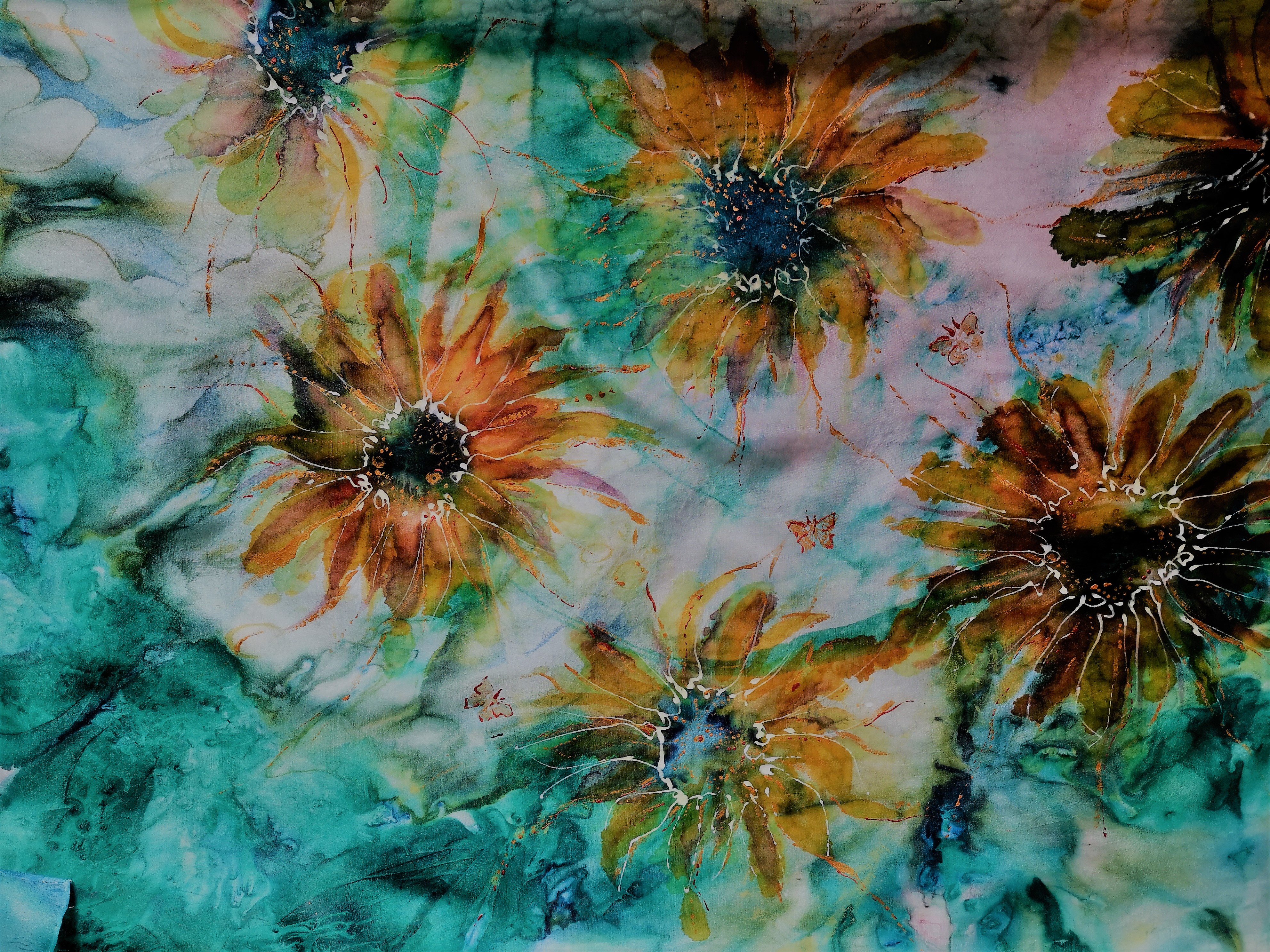 Originální hedvábný šátek - Slunečnice