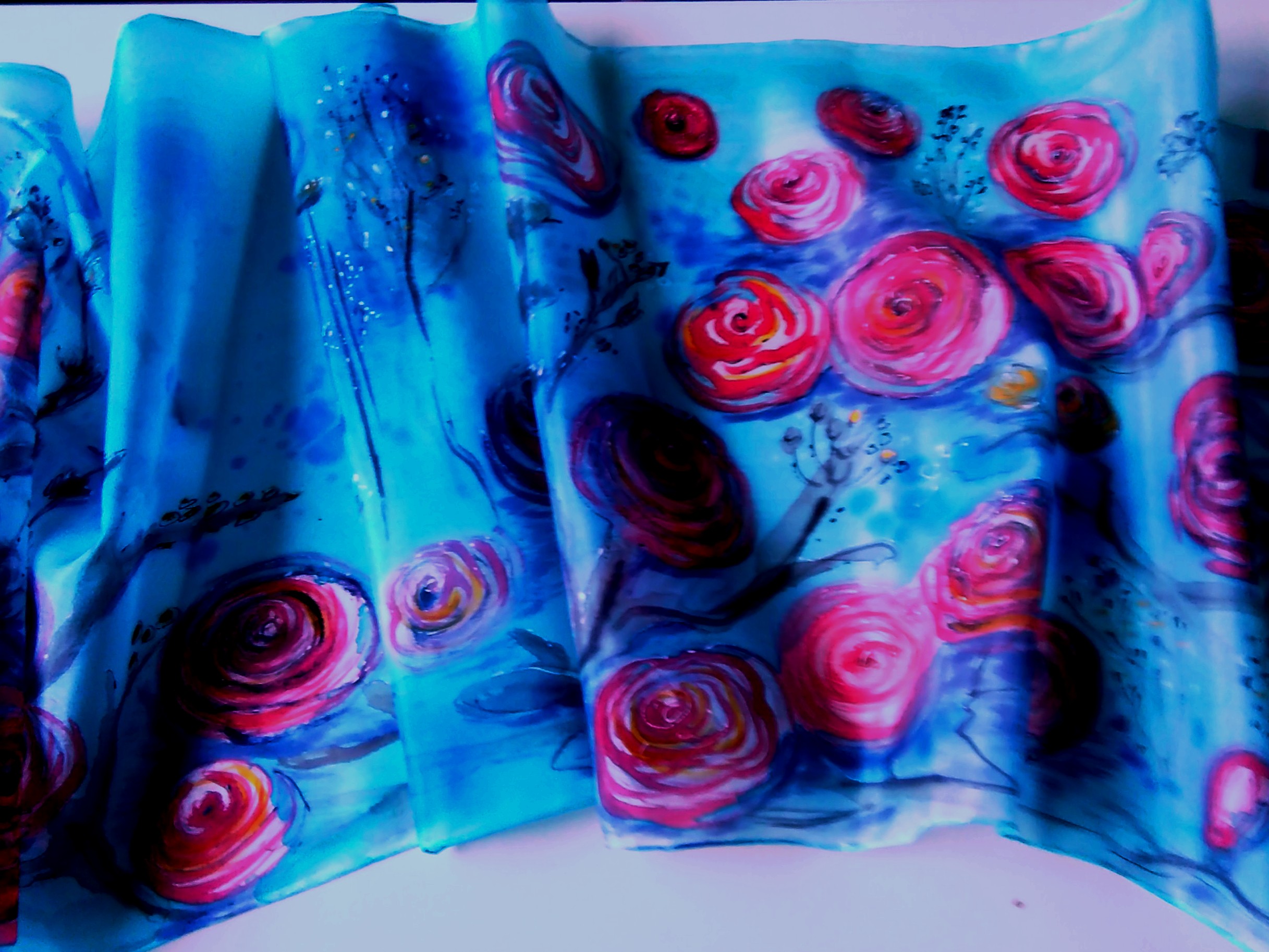 Ručně malovaná hedvábná šála, Pro Růženku 