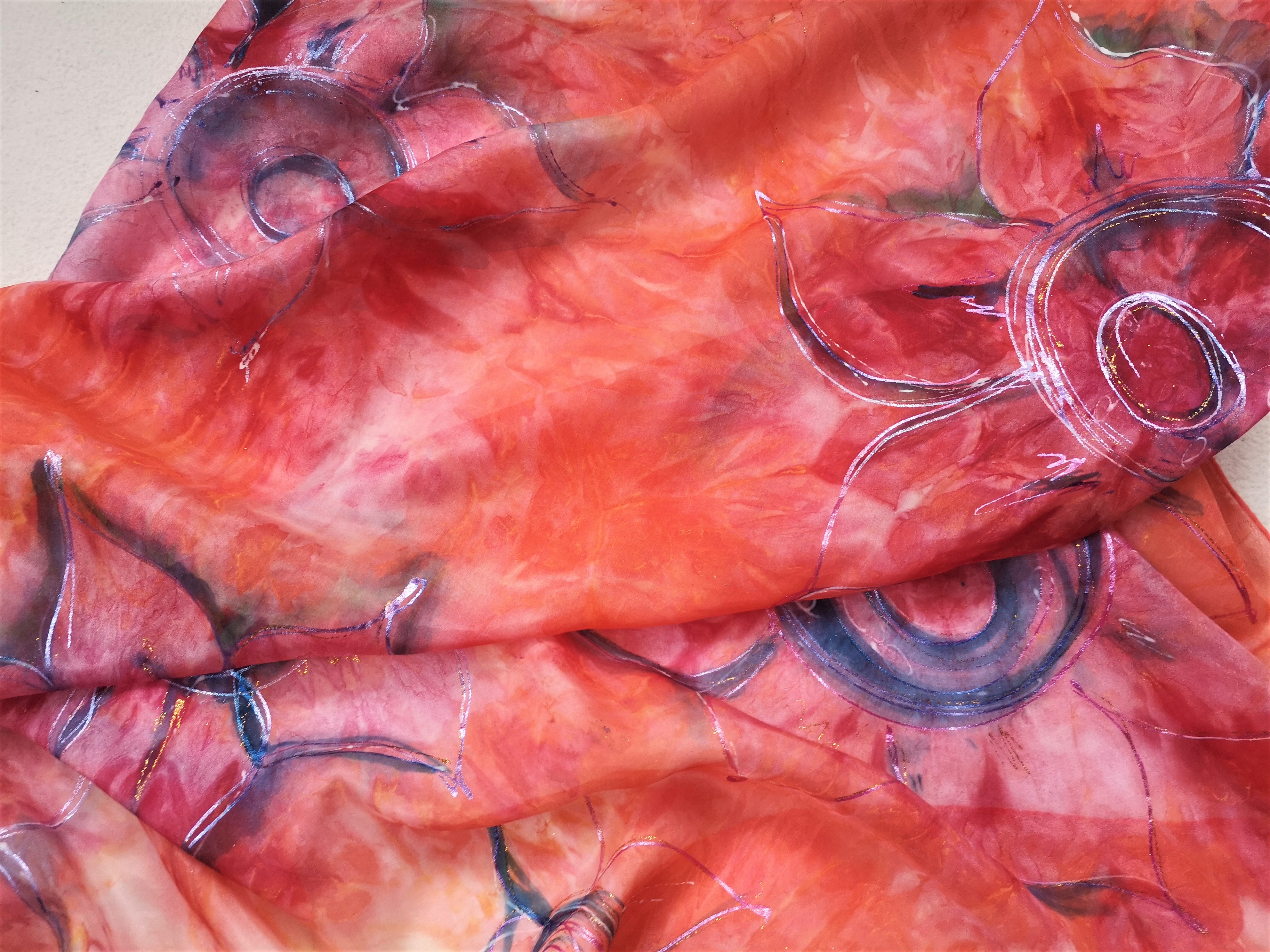 Ručně barvený šátek, žlutý a oranžový