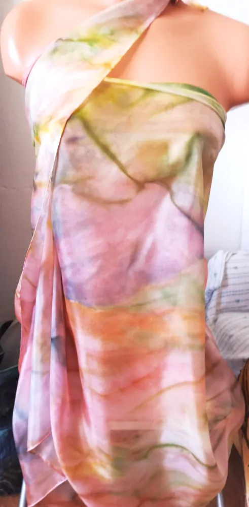 Hedvábné pareo - Popel z růží