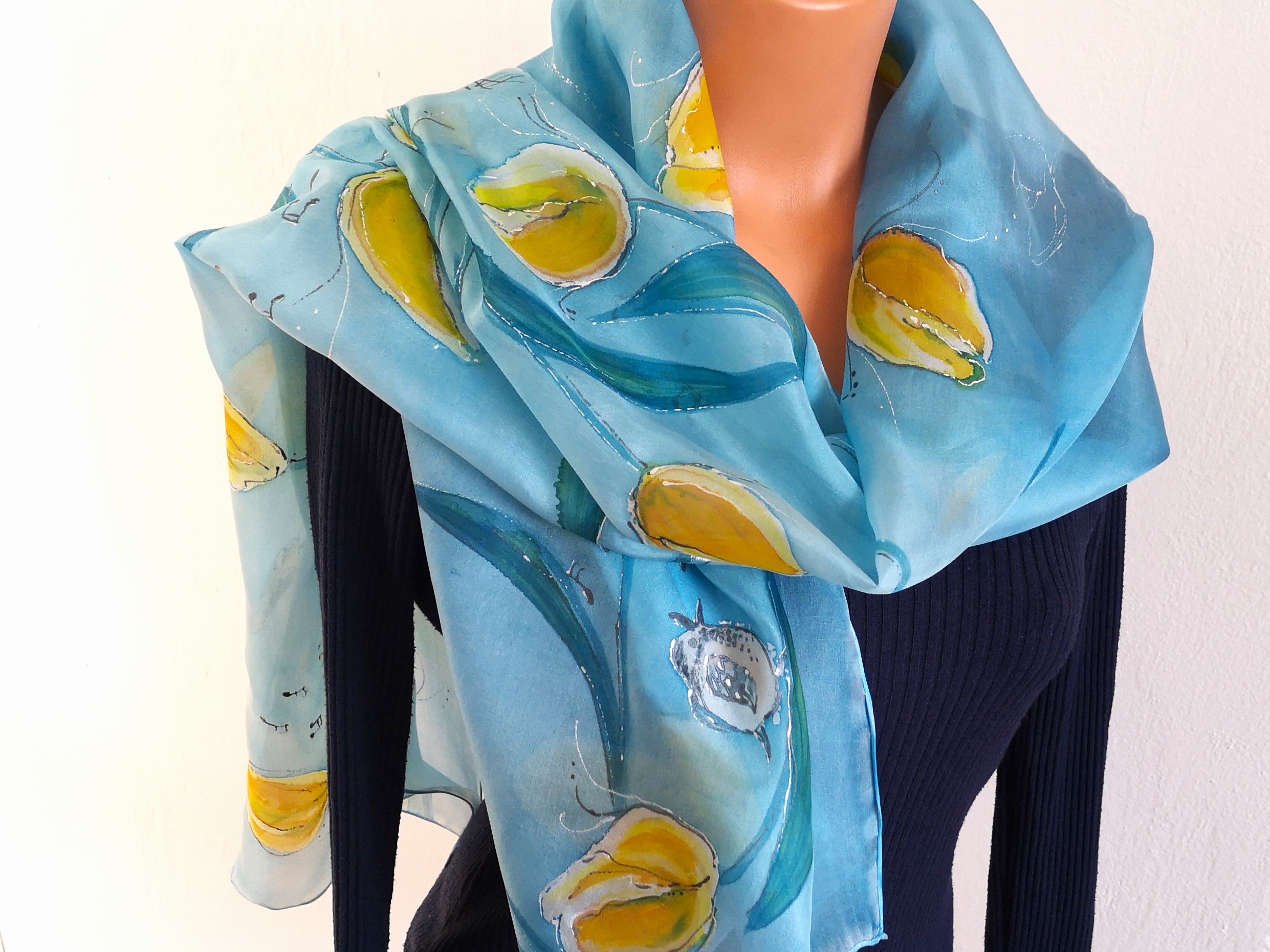 Hedvábná šála Jarní zpívání