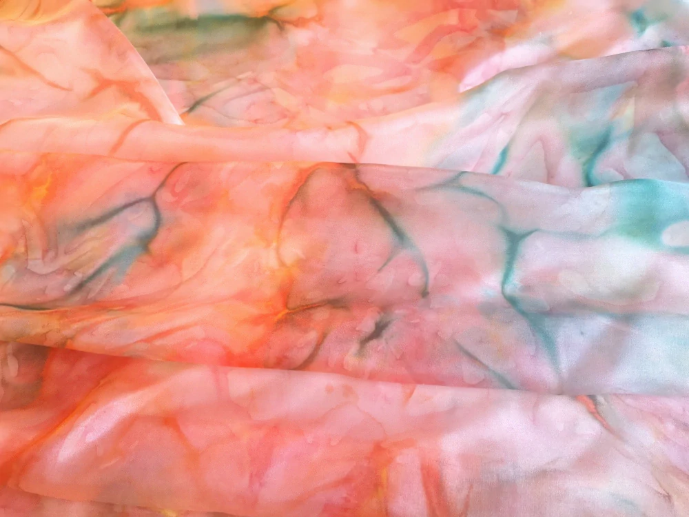 Hedvábný šátek do košile -Oranžáda s troškou máty