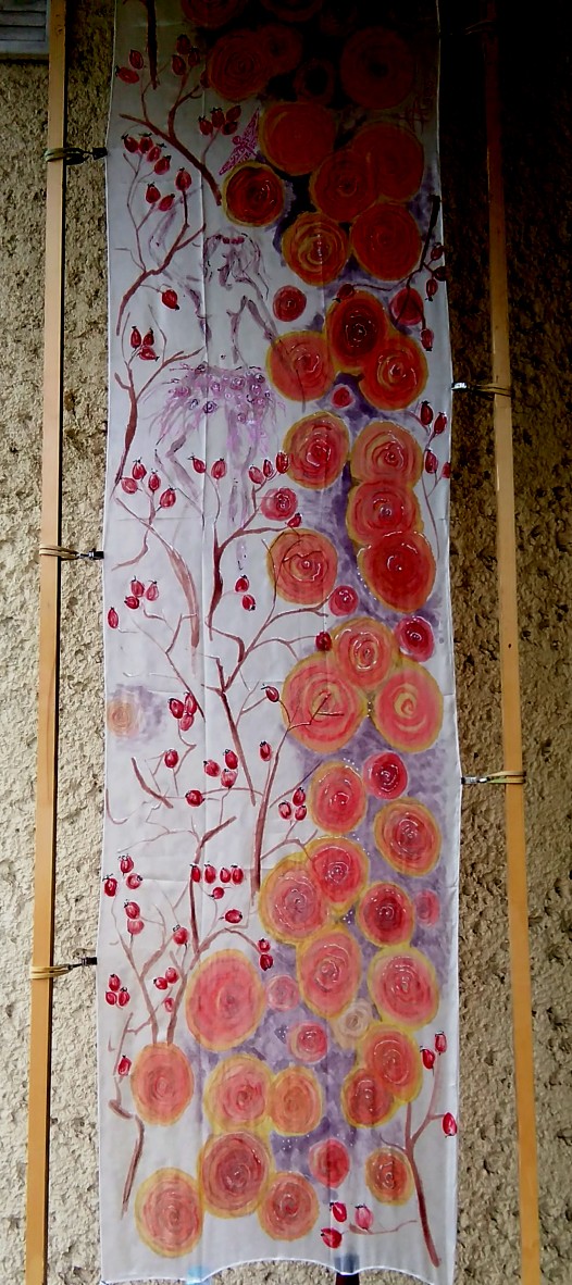 Ručně malovaná hedvábná šála, Pro Růženku 