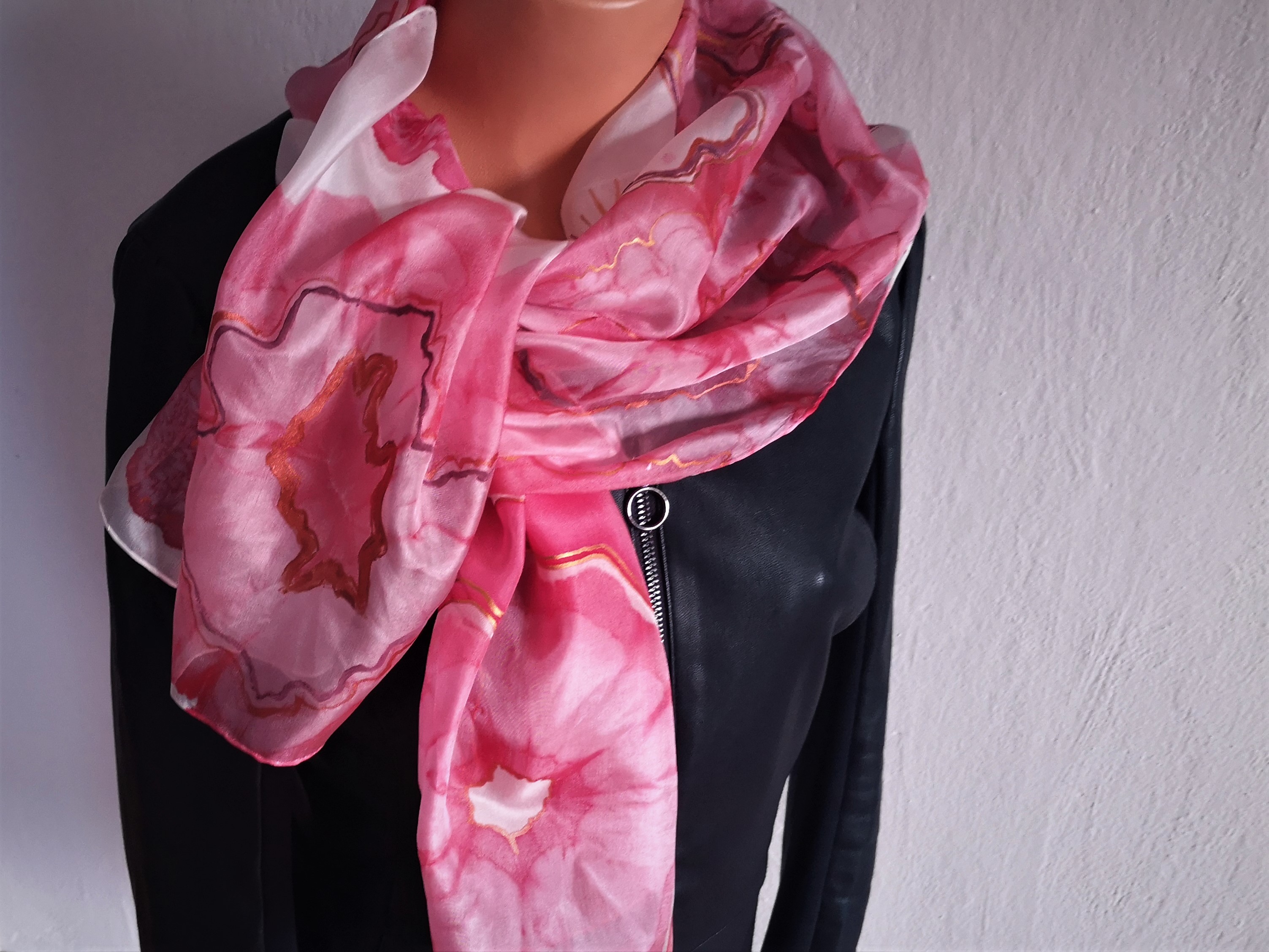 Originální šála - Plátky achátů v červené