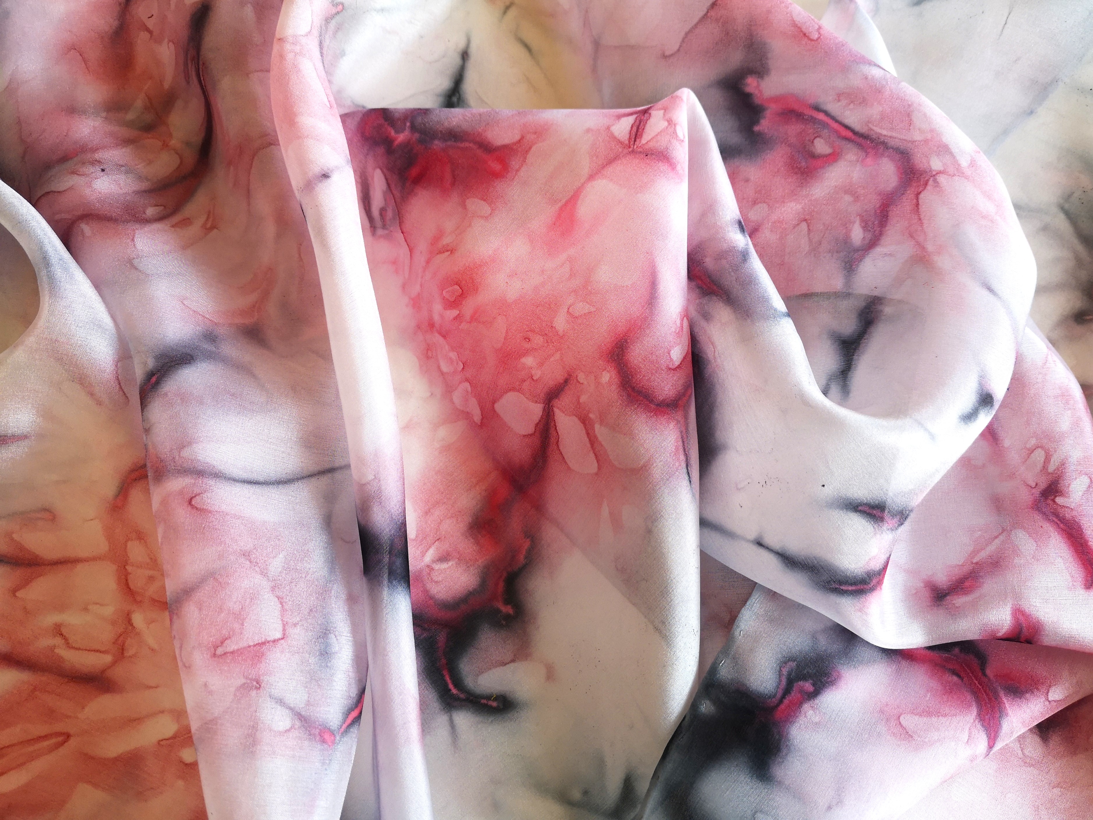 Společenská hedvábná šála - Červánková