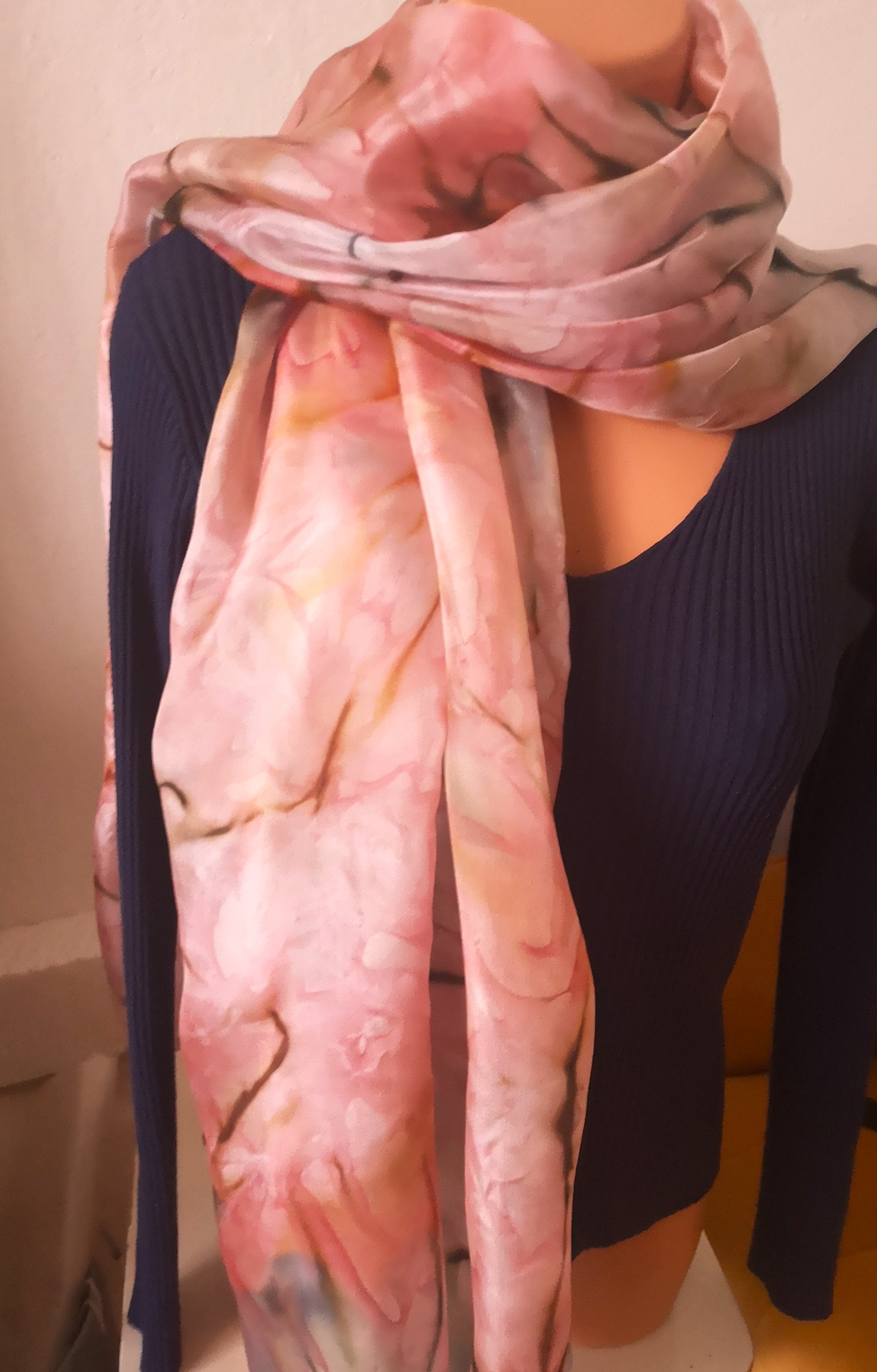 Velký hedvábný šátek - pareo - Jemná broskvová